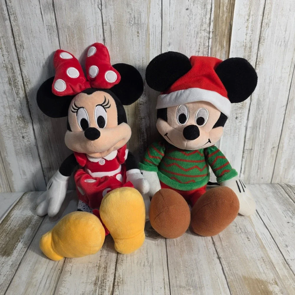 Disney Mickey Minnie Mouse Christmas Plush Set Kohls Cares Holiday Red Green